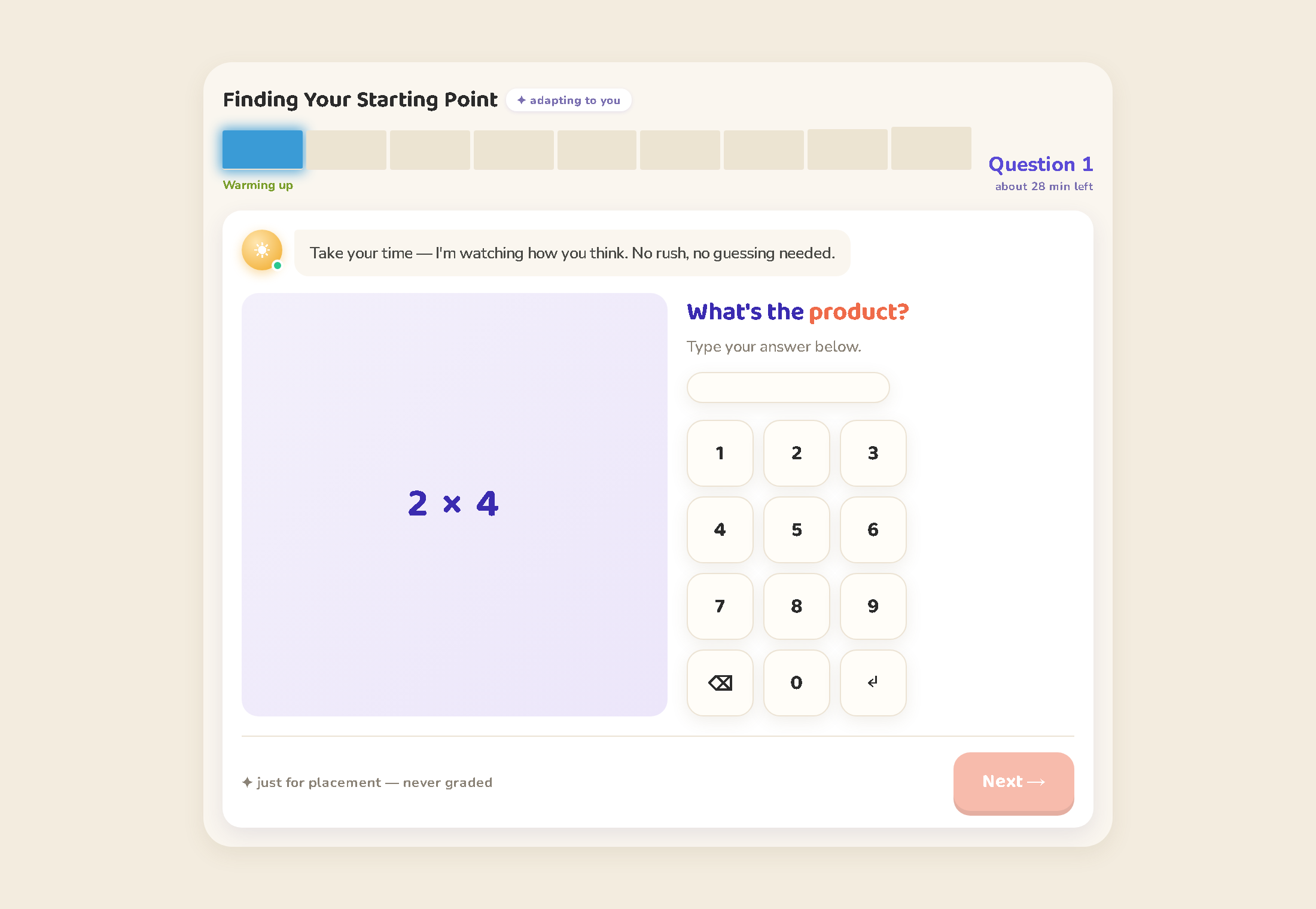 The MTM Scholars adaptive diagnostic test screen